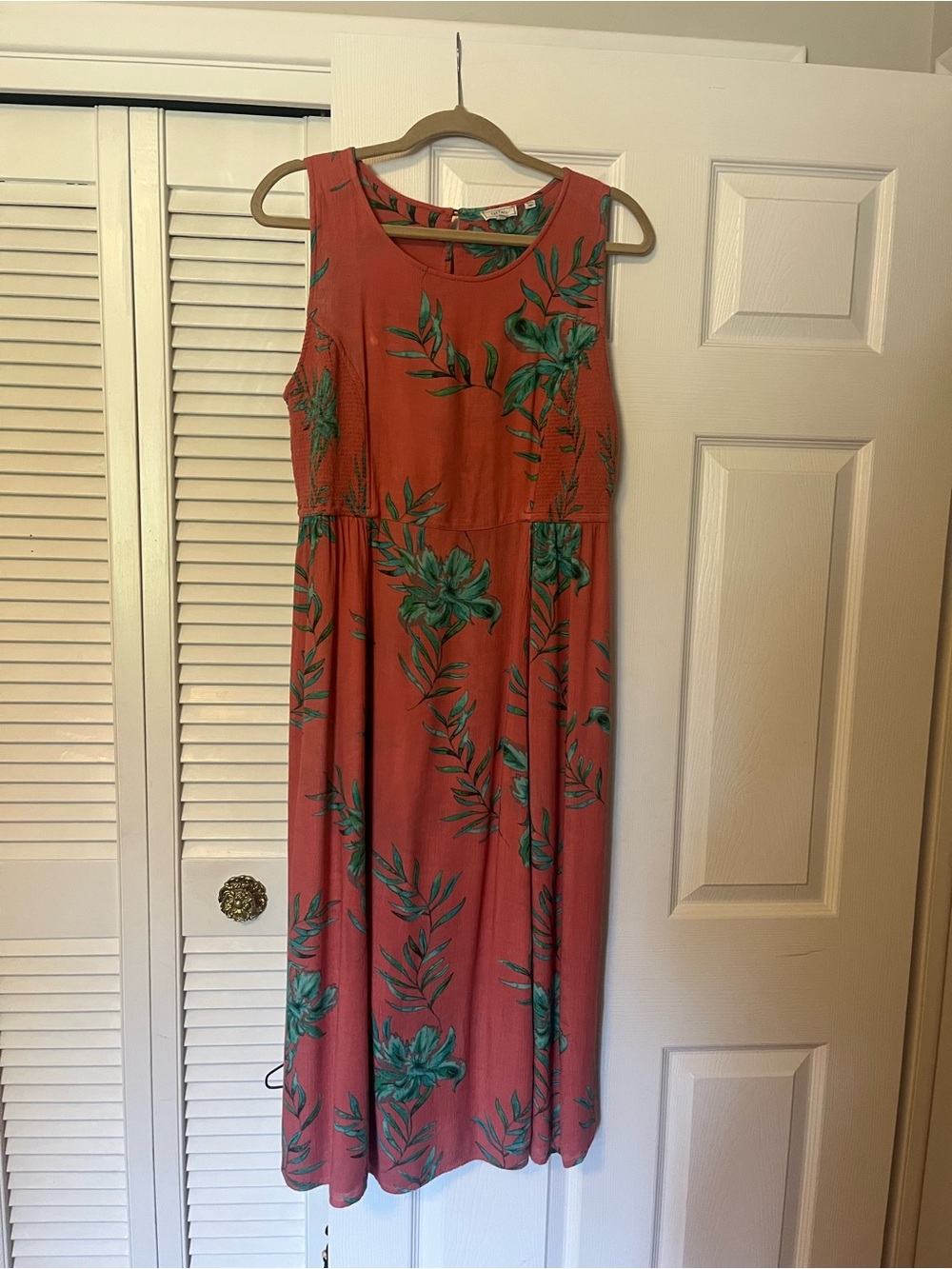 Fat Face Sleeveless Coral Patterned Midi Dress